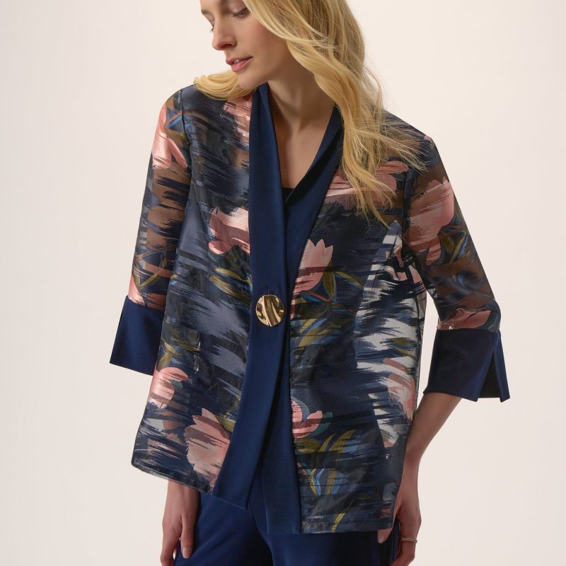 Joseph Ribkoff vest blauw/rose print