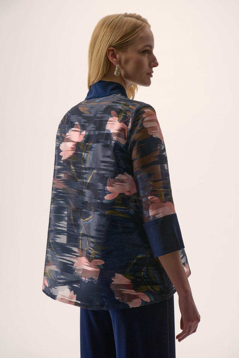 Joseph Ribkoff vest blauw/rose print - Afbeelding 2