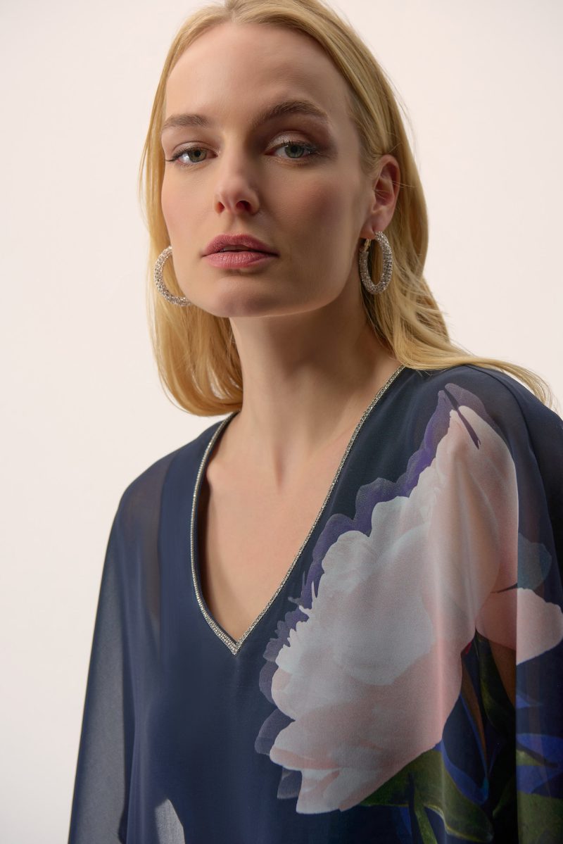 Joseph Ribkoff bloes soft flowers blauw 254731 - Afbeelding 2