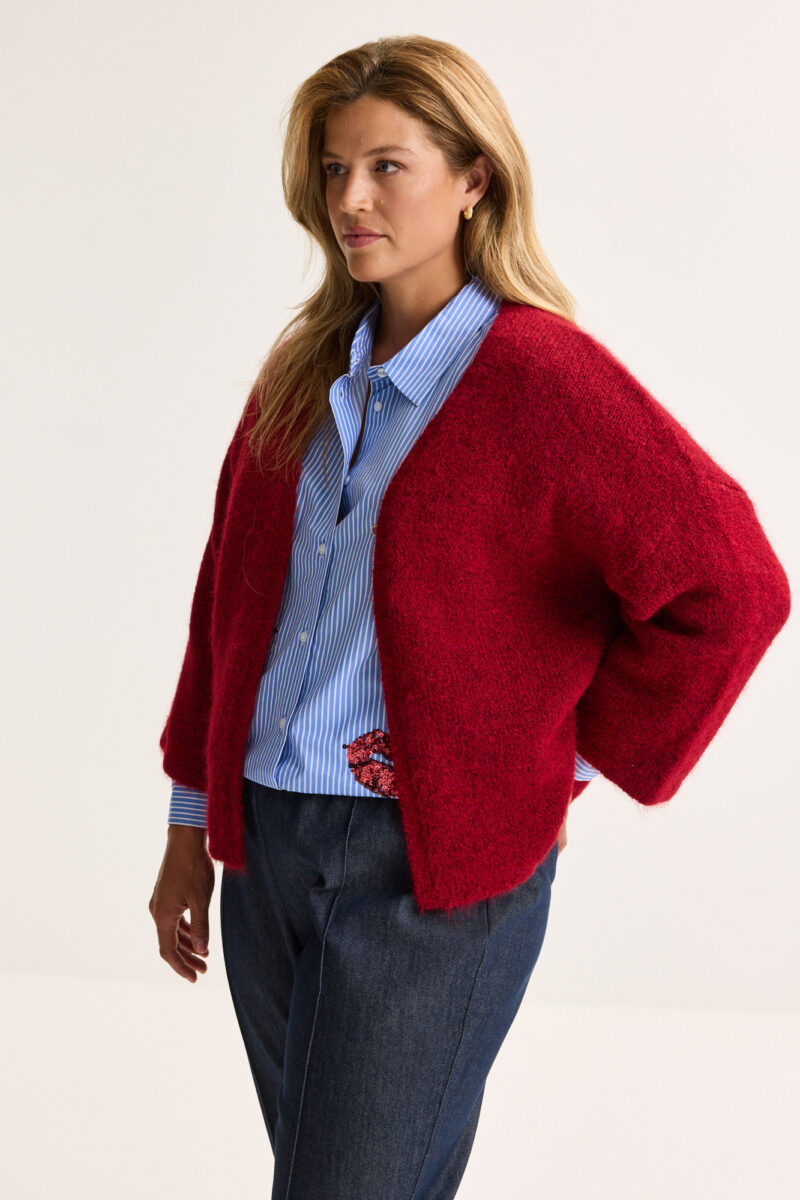 Mayerline cardi/poncho rood aldania - Afbeelding 3