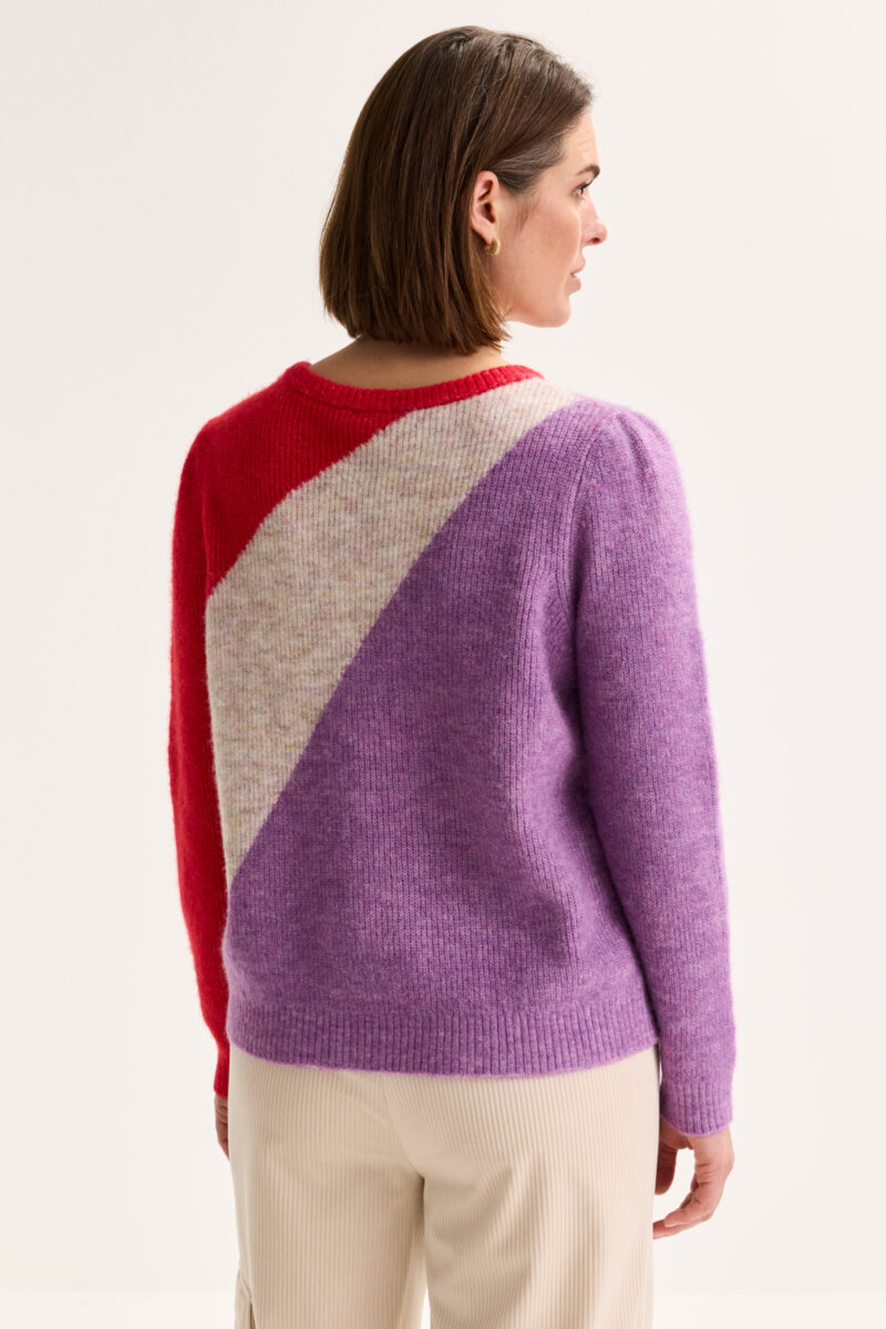 Mayerline Colourblocking trui met ronde hals in wolmengeling - Afbeelding 3