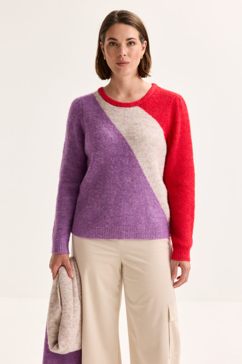 Mayerline Colourblocking trui met ronde hals in wolmengeling