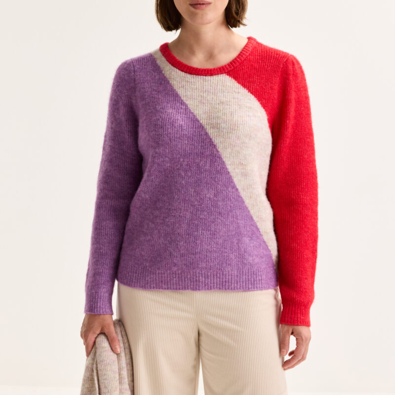 Mayerline Colourblocking trui met ronde hals in wolmengeling