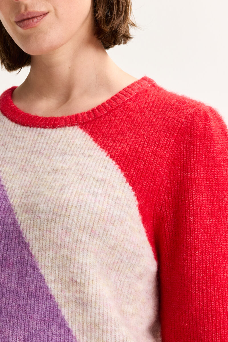 Mayerline Colourblocking trui met ronde hals in wolmengeling - Afbeelding 2