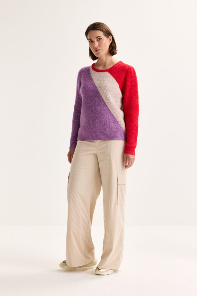 Mayerline Colourblocking trui met ronde hals in wolmengeling - Afbeelding 4