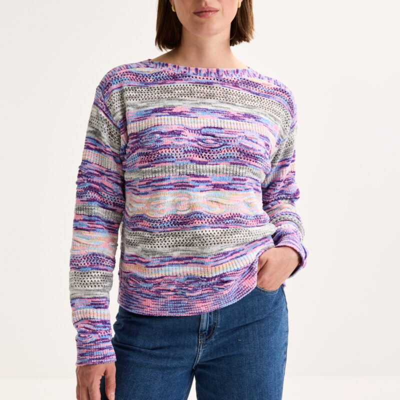 Mayerline Jacquard boothalstrui in chenille paars