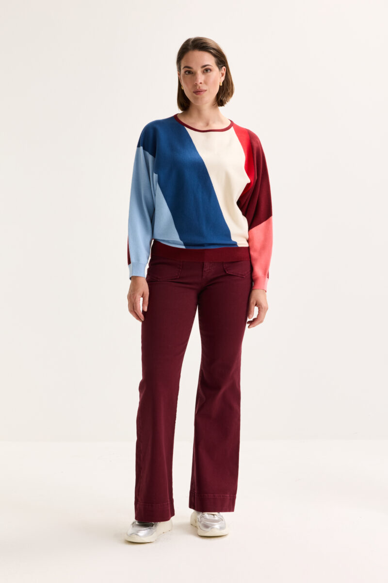 Mayerline Colourblocking trui met vleermuismouw bordeaux - Afbeelding 3