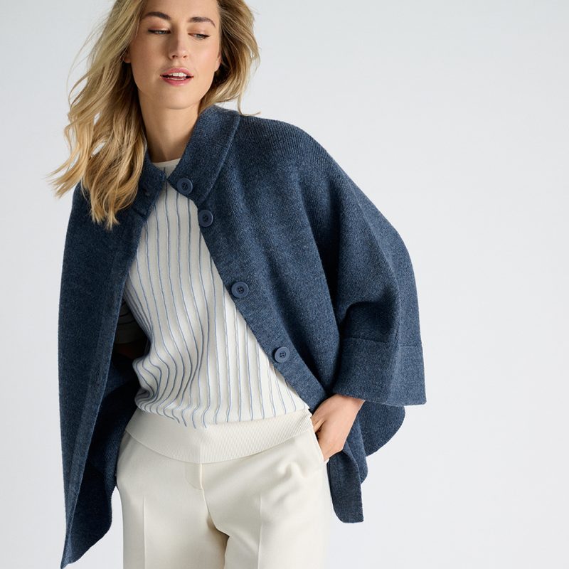 Marie Mero poncho jeansblauw