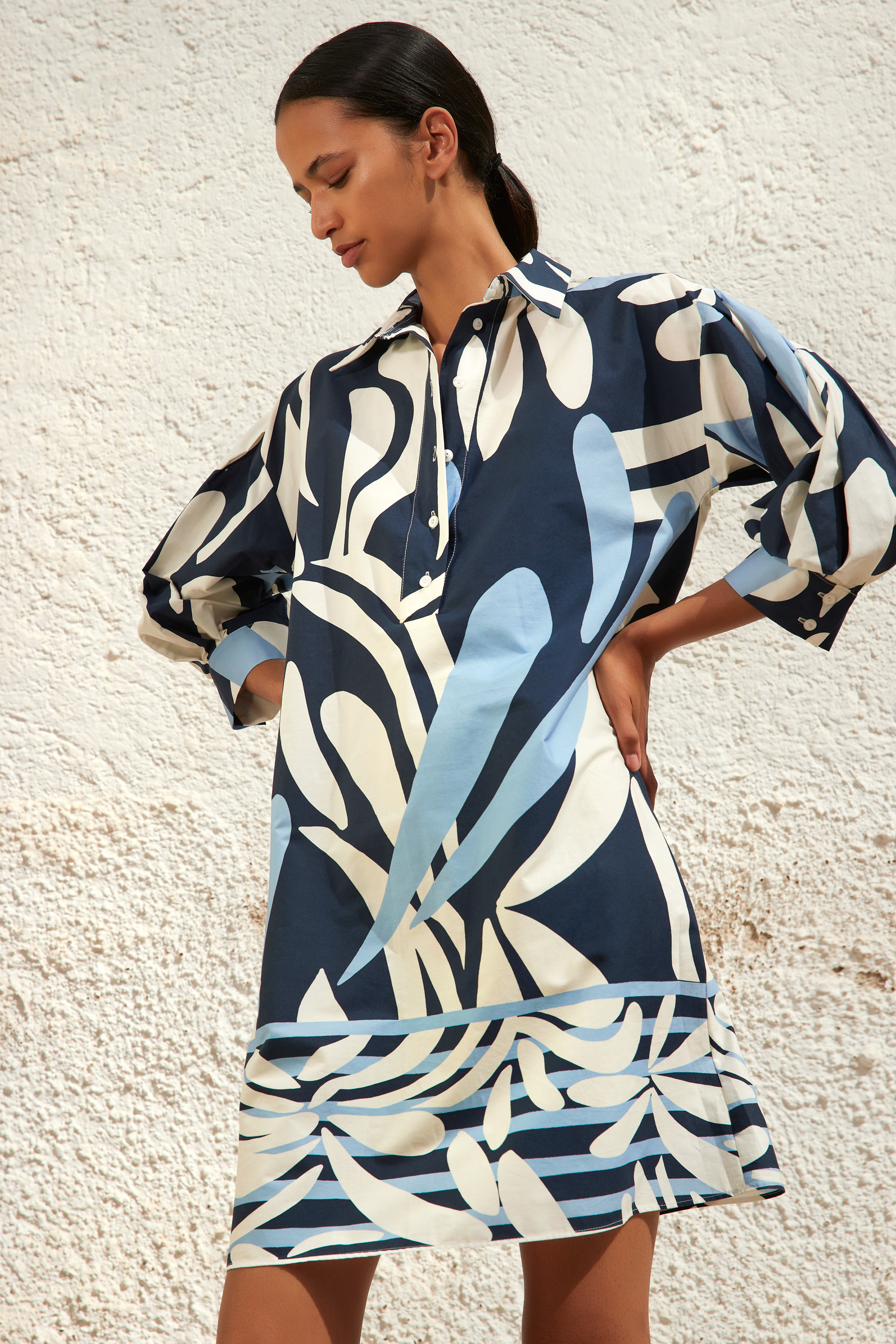 Atmos kleed blauw, kraagje