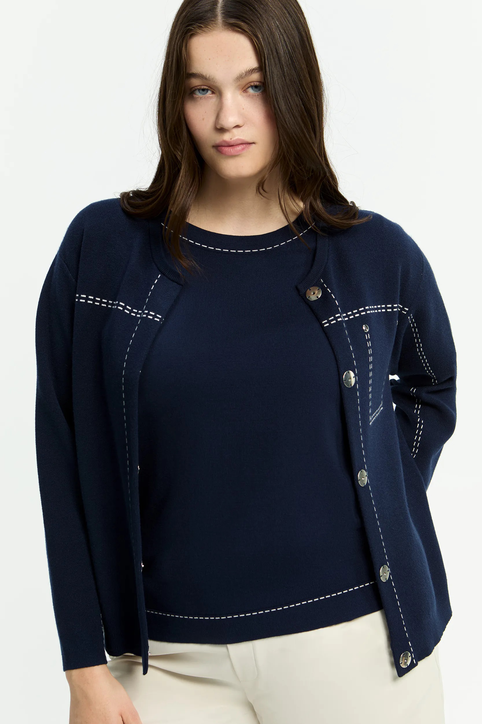Xandres Cardigan met ingebreide stikdetails alania marine