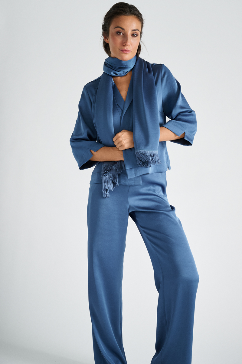 Marie Mero satin vest blauw bj04