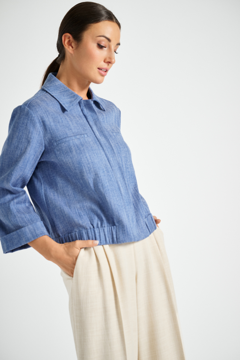 Marie Mero bomberjas in jeanslook met rits en kraag BJ01