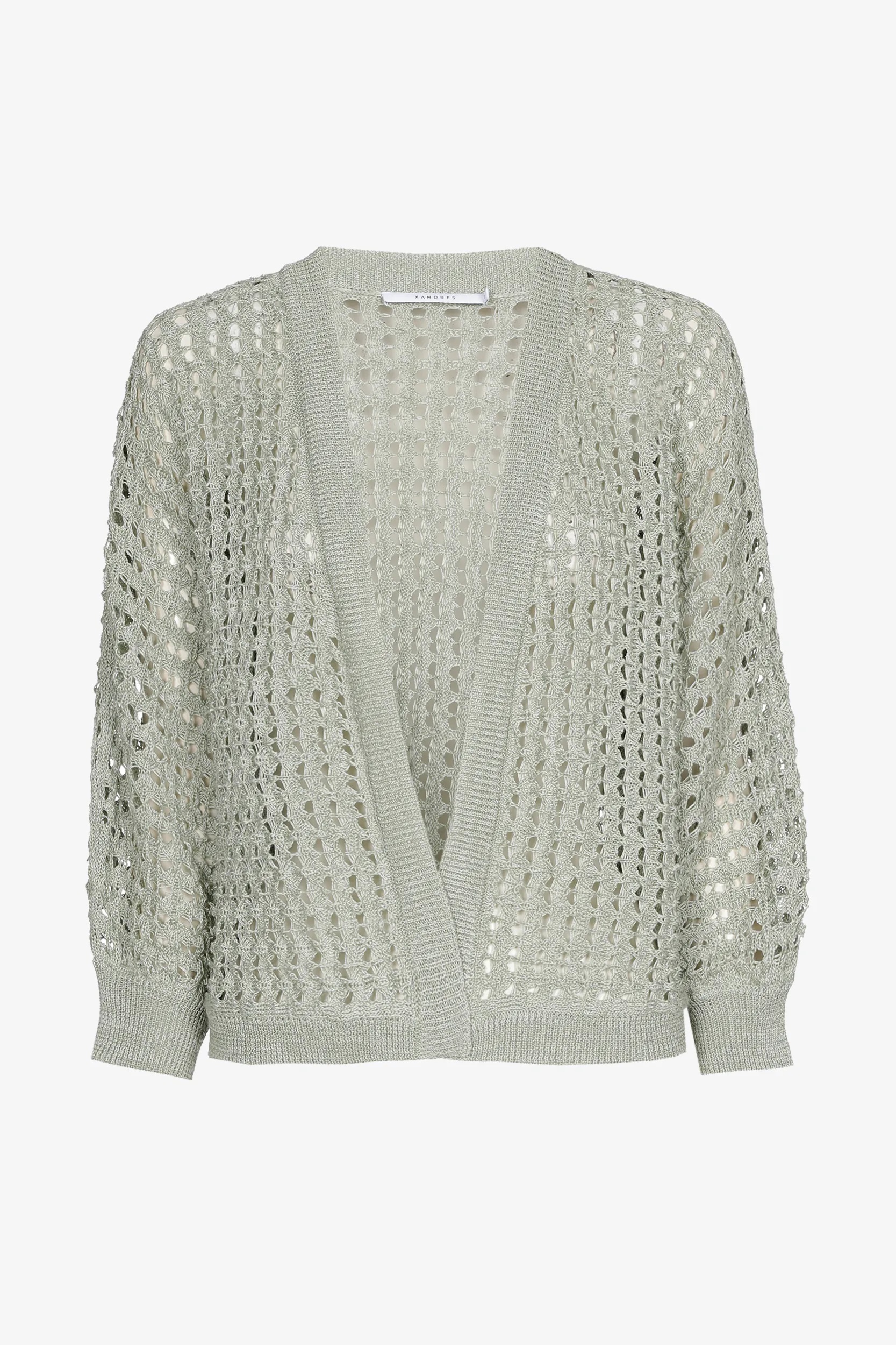 Xandres Cardigan met gehaakt patroon amante groen