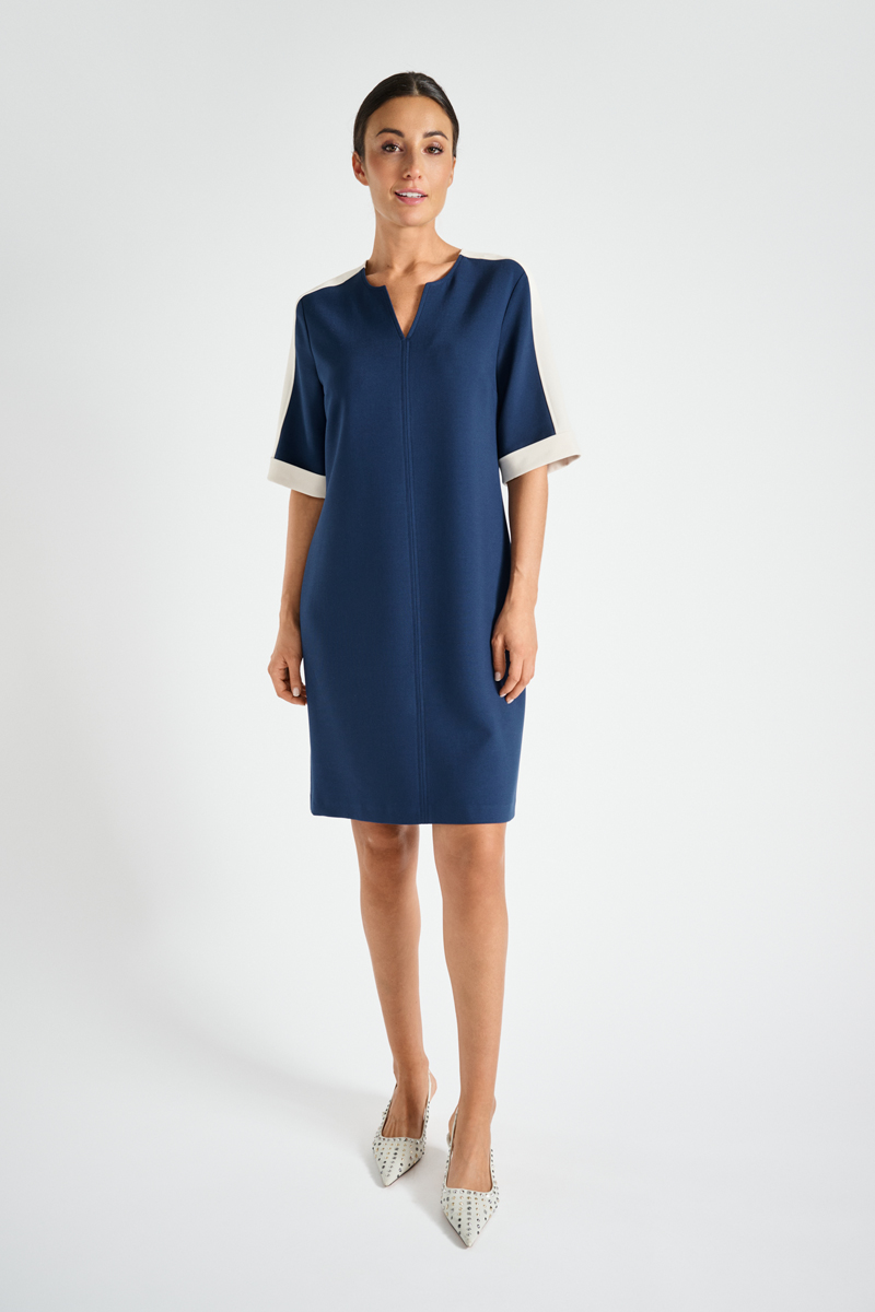 Marie mero kleed blauw met witte bies dr34