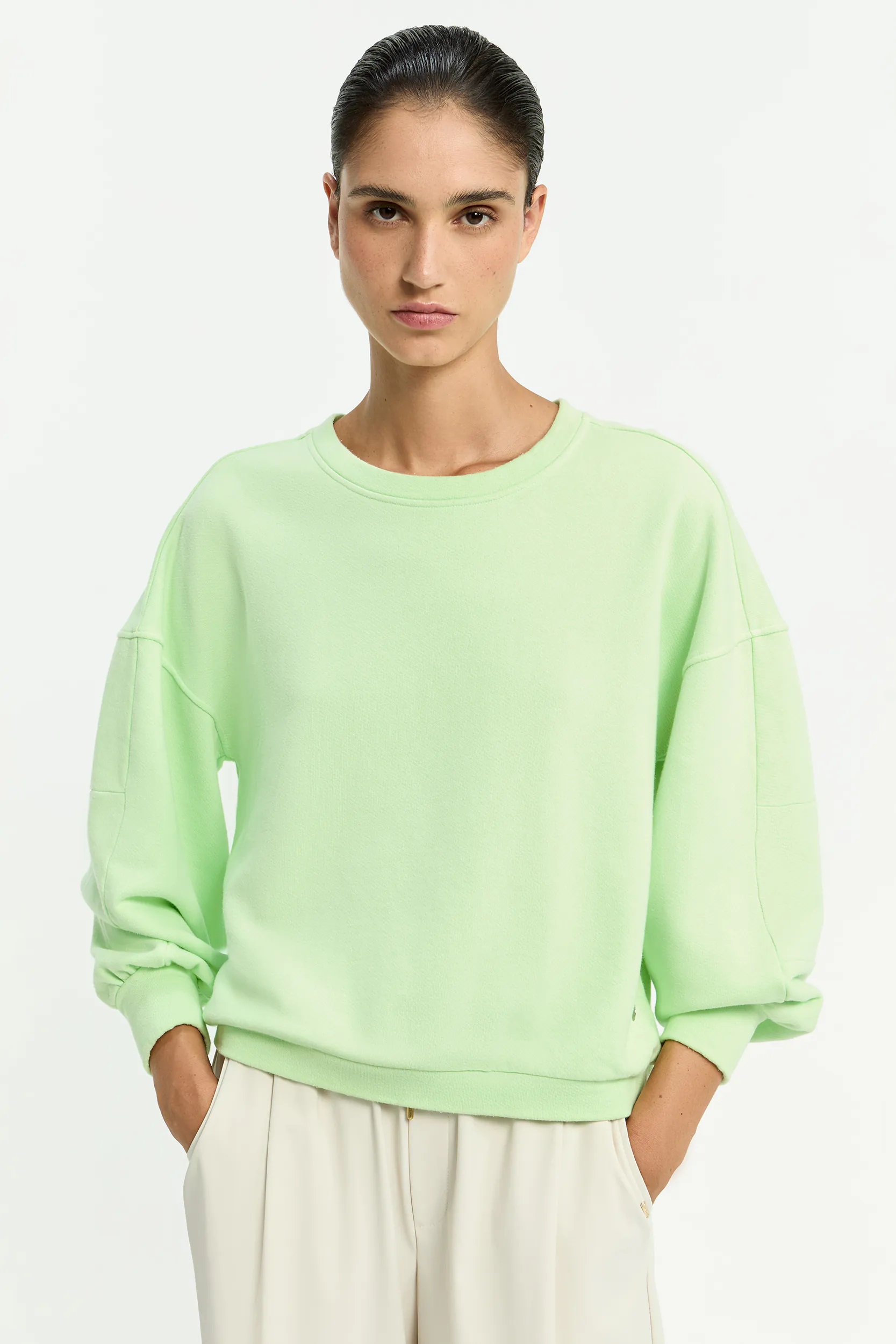 Xandres Sweater met wash-off effect fimke green