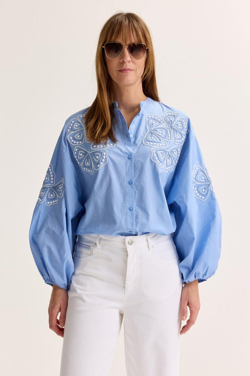 Mayerline Lang geborduurd shirt in katoen judeas