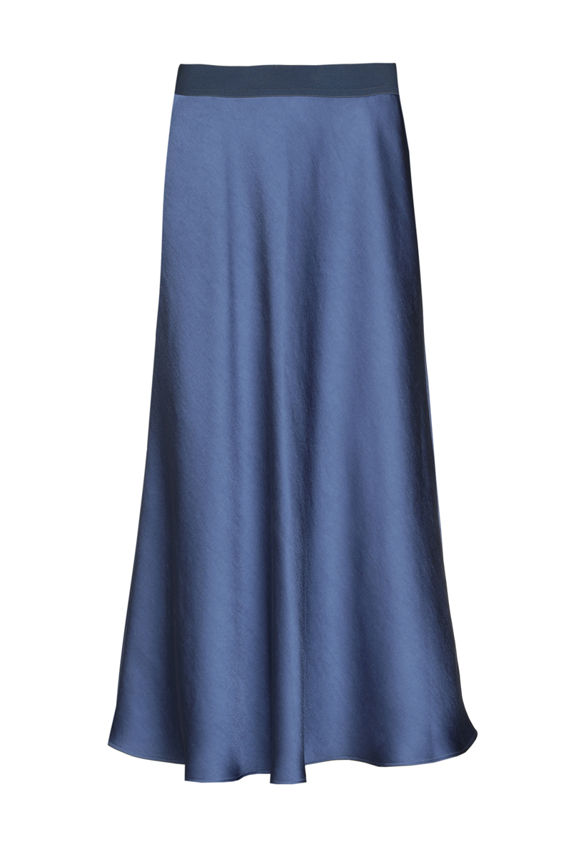 Marie Mero rok satin midi blauw