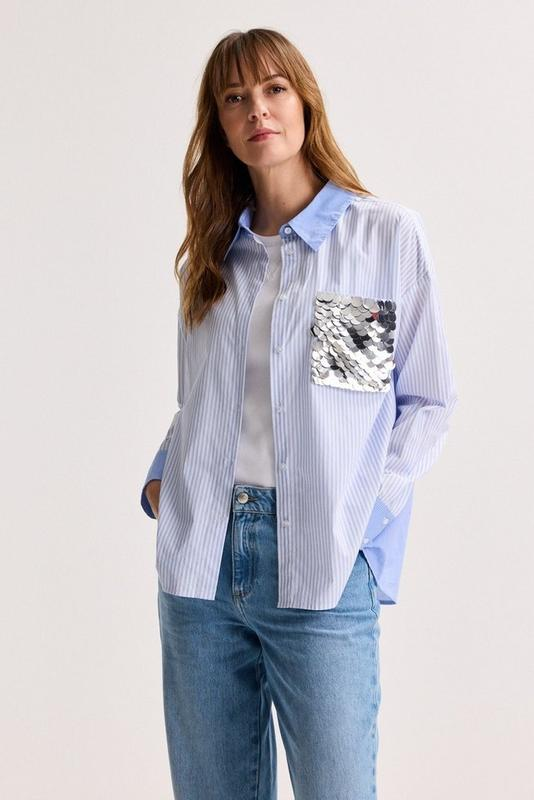 Améline bloes stripes, lovertjes jack