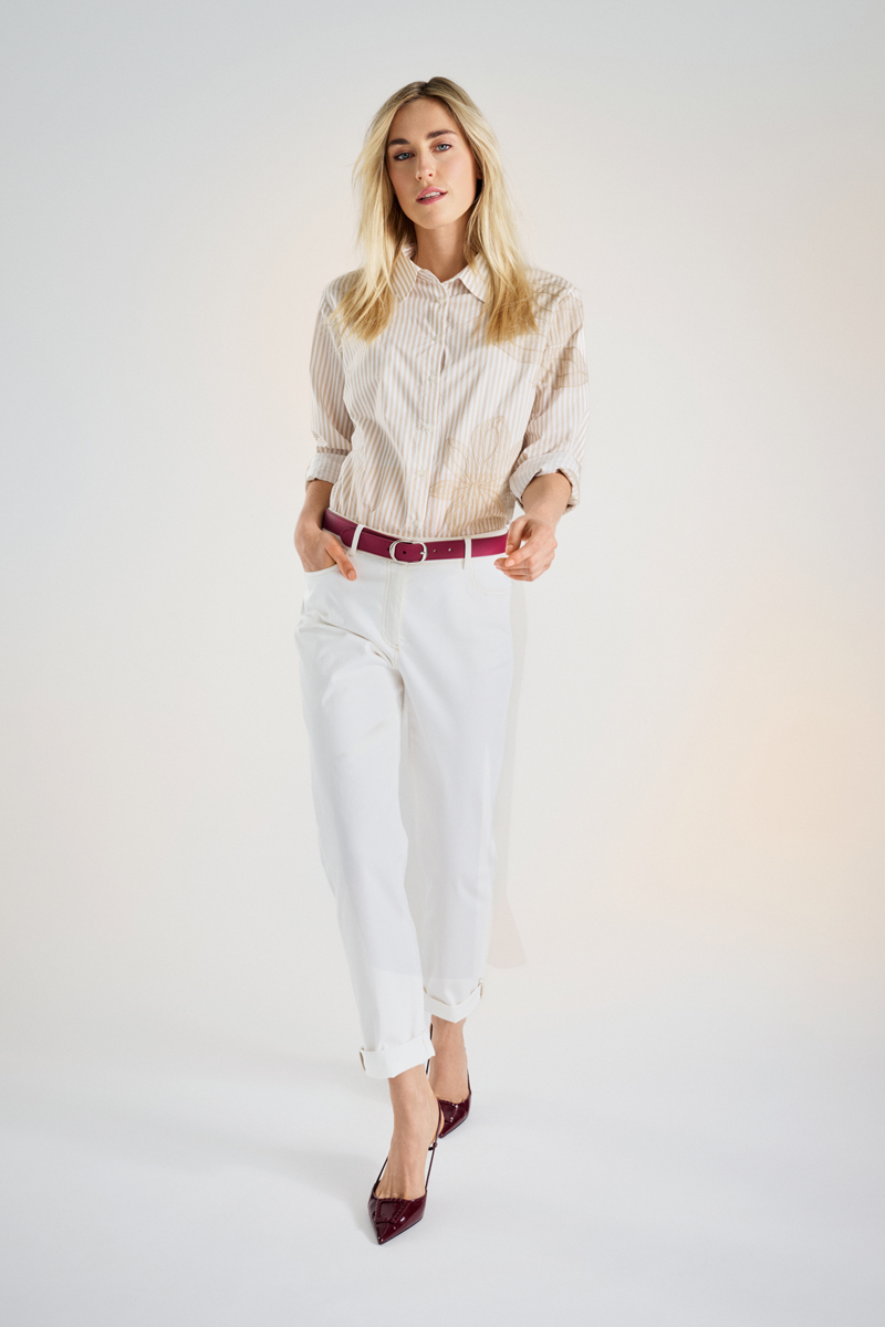 Marie Mero bloes gestreept beige bl56