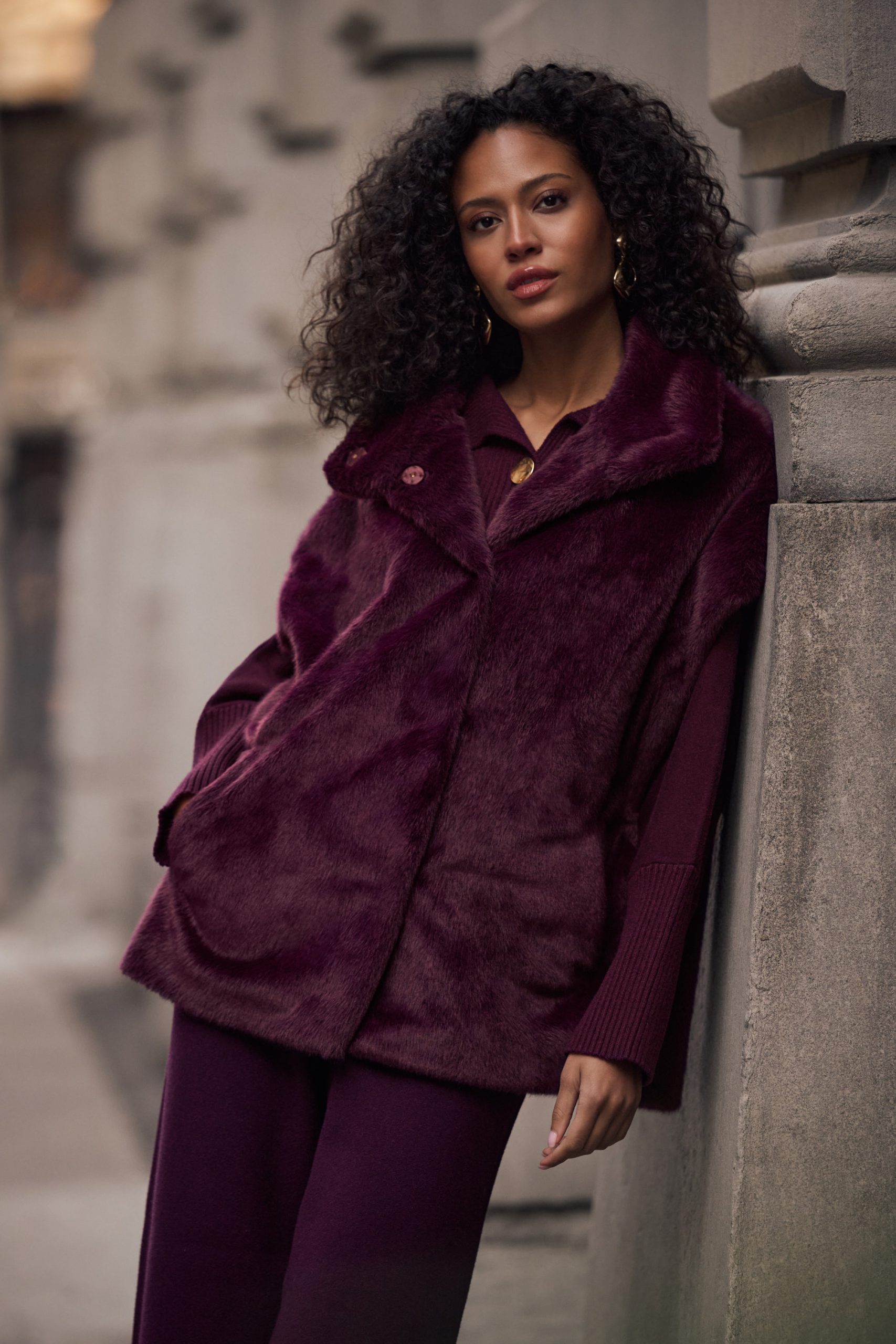 Joseph Ribkoff vestje faux fur berry 263918