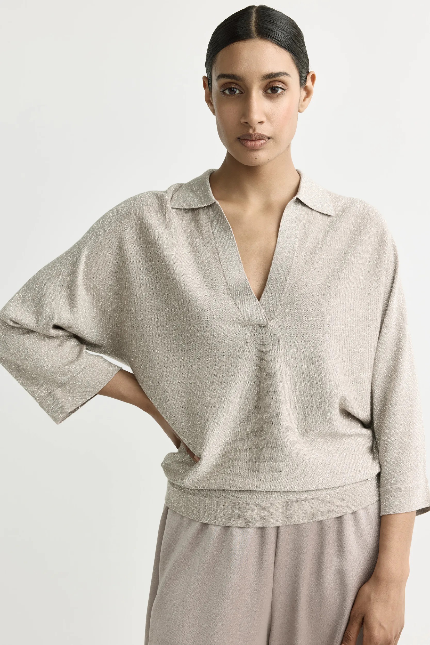Xandres pull lurex greige guido