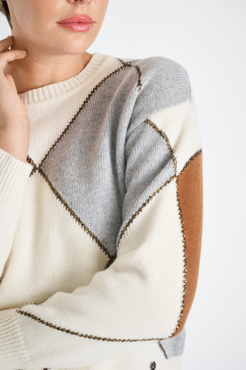 Marie Mero korte boxy trui met ruiten pu28