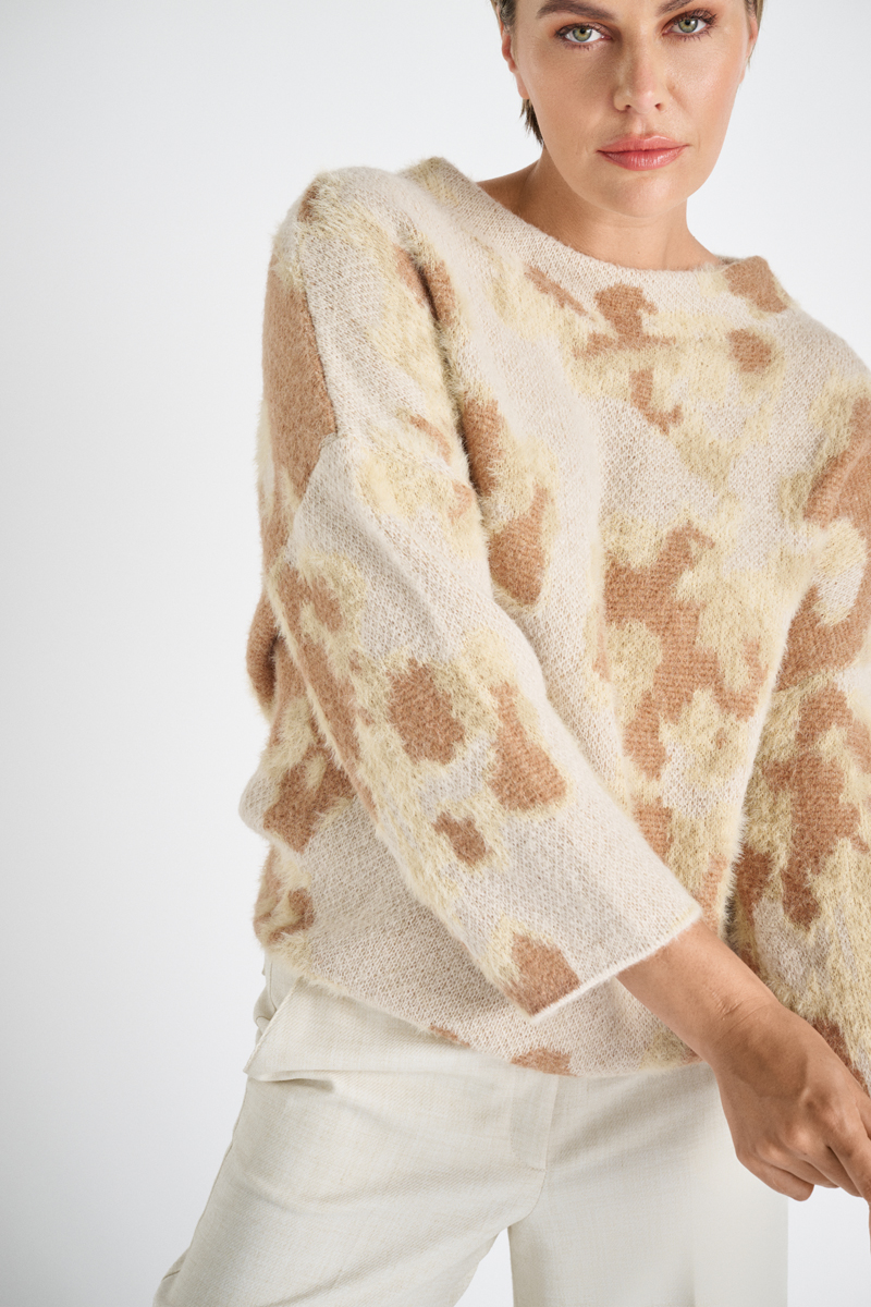 Pull fluffy camel print PU51/CAM