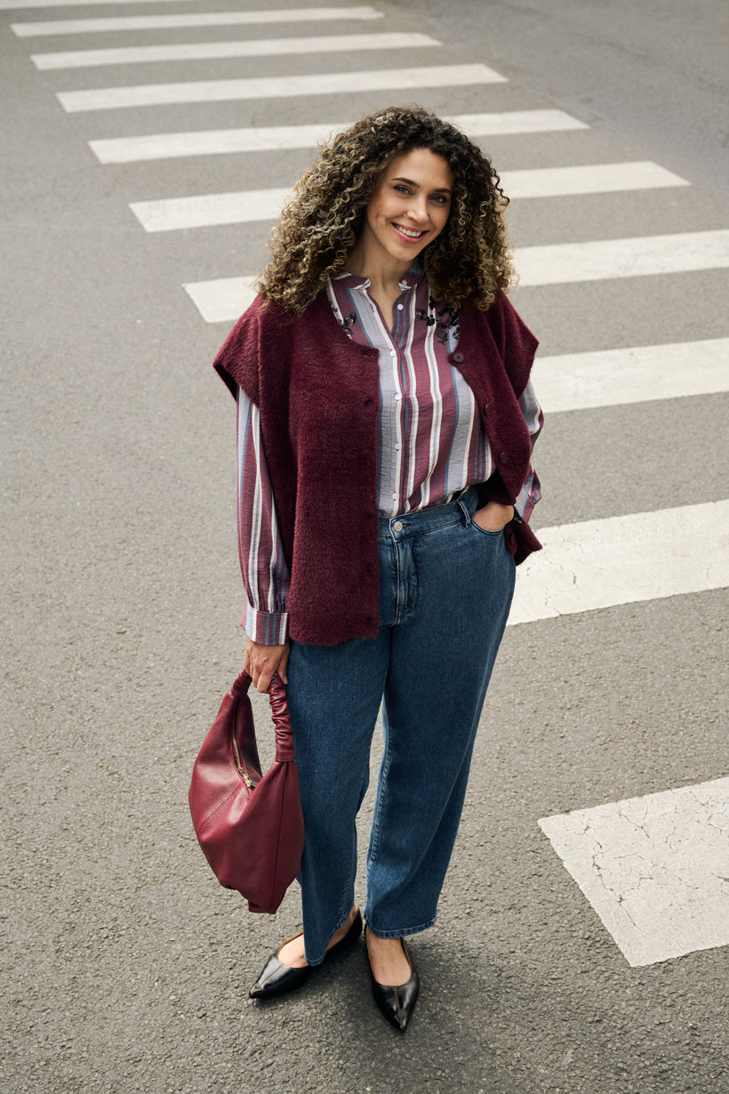 Mayerline gilet fluffy wine antoinette