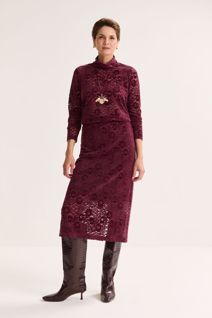 Améline rok velourskant bordeaux