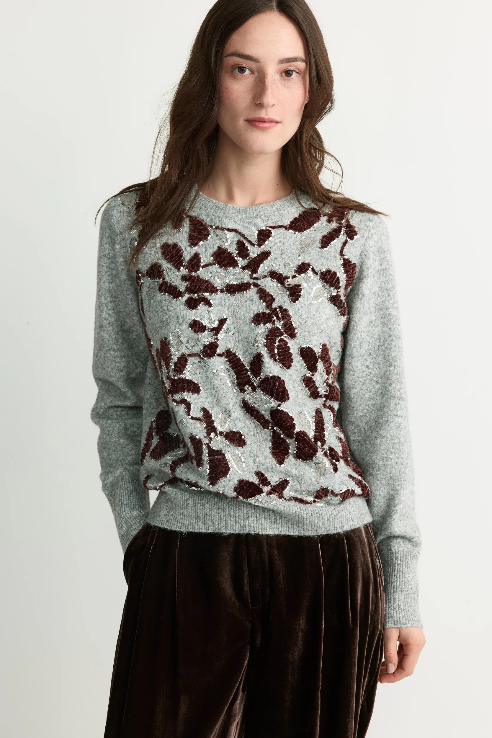 Xandres pull velours bloemen glancy